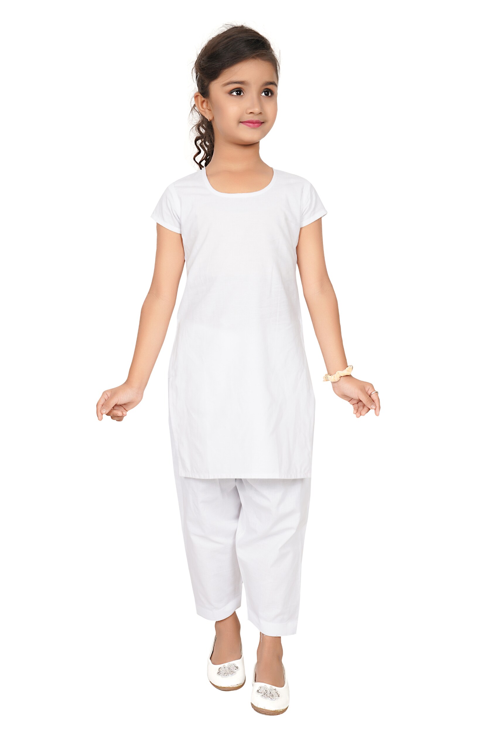 Girl Plain 3/4th Sleeves Kurti ( 24 , White ) - Clothing And Accessories -  Shalgar, , Pune, Maharashtra